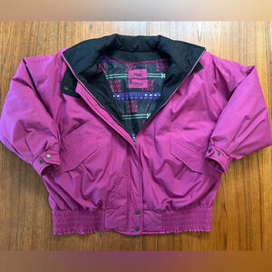 EUC VTG London Fog DOWN Sz L Pink Ski Coat Parka Removable Lining Puffer Tribal